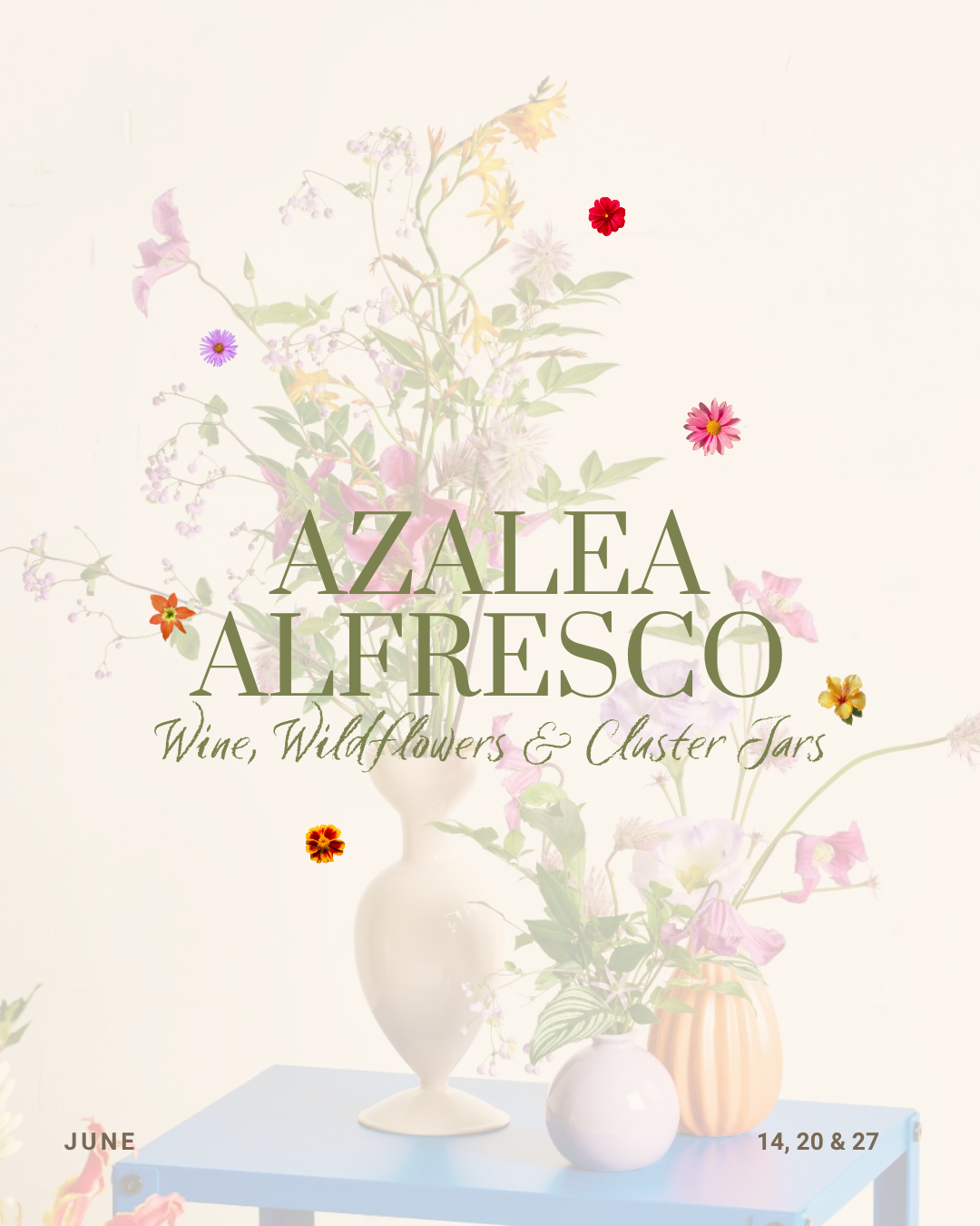 Azalea Alfresco | Wine, Wildflowers & Cluster Jars